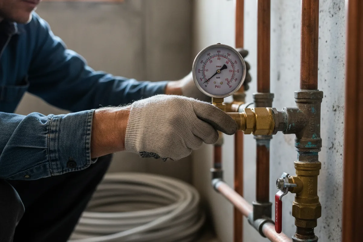 Pressure testing a repaired line during Water Line Repair in Ellisville
